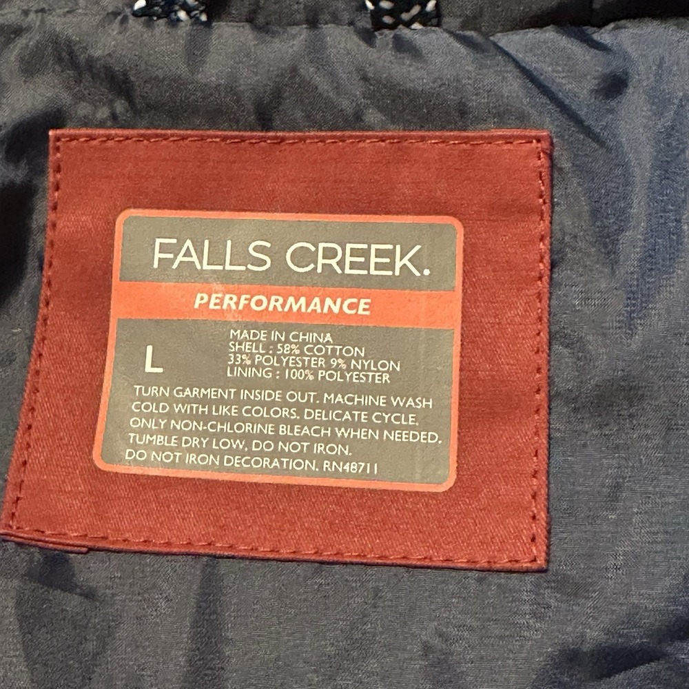 Falls Creek Performance Mens Hooded Jacket Colorblock Rust Navy Blue Large - Picture 2 of 8